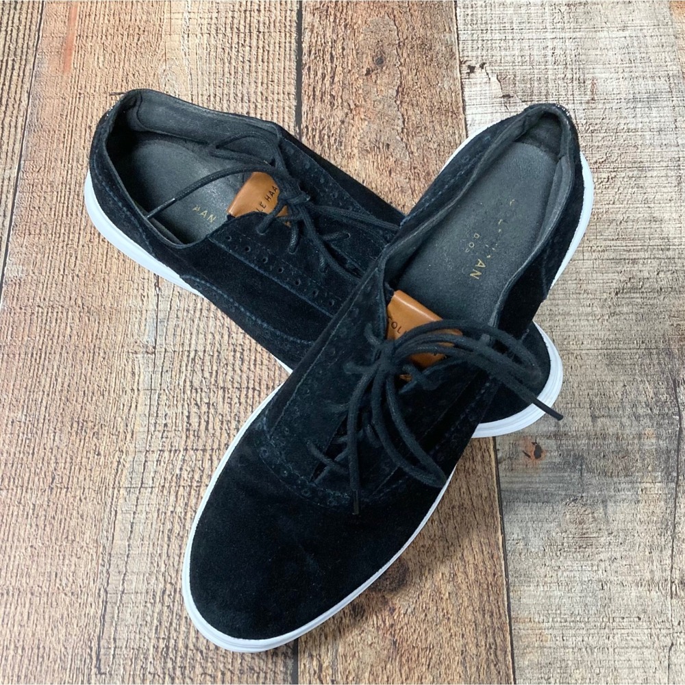 Cole Haan Zerogrand Black Suede Wingtip Oxford Sneakers W06110 Womens 9.5 B
